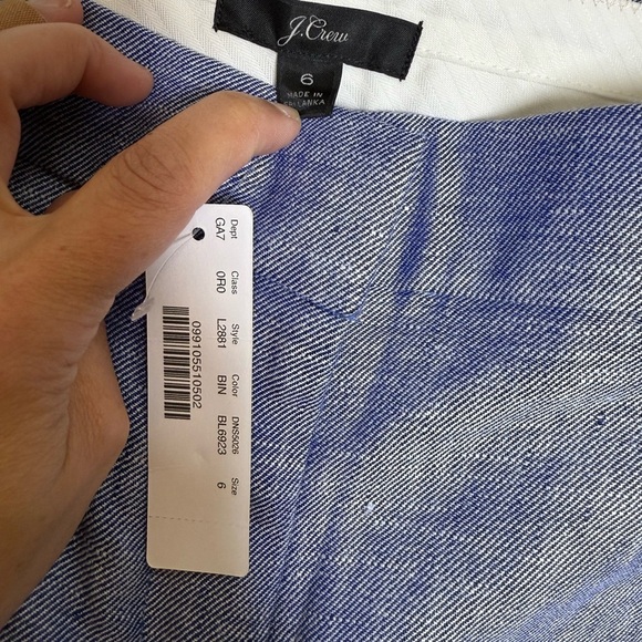 J. Crew size 6 new with tags chambray straight leg linen pants 27.5 inseam - Picture 6 of 6